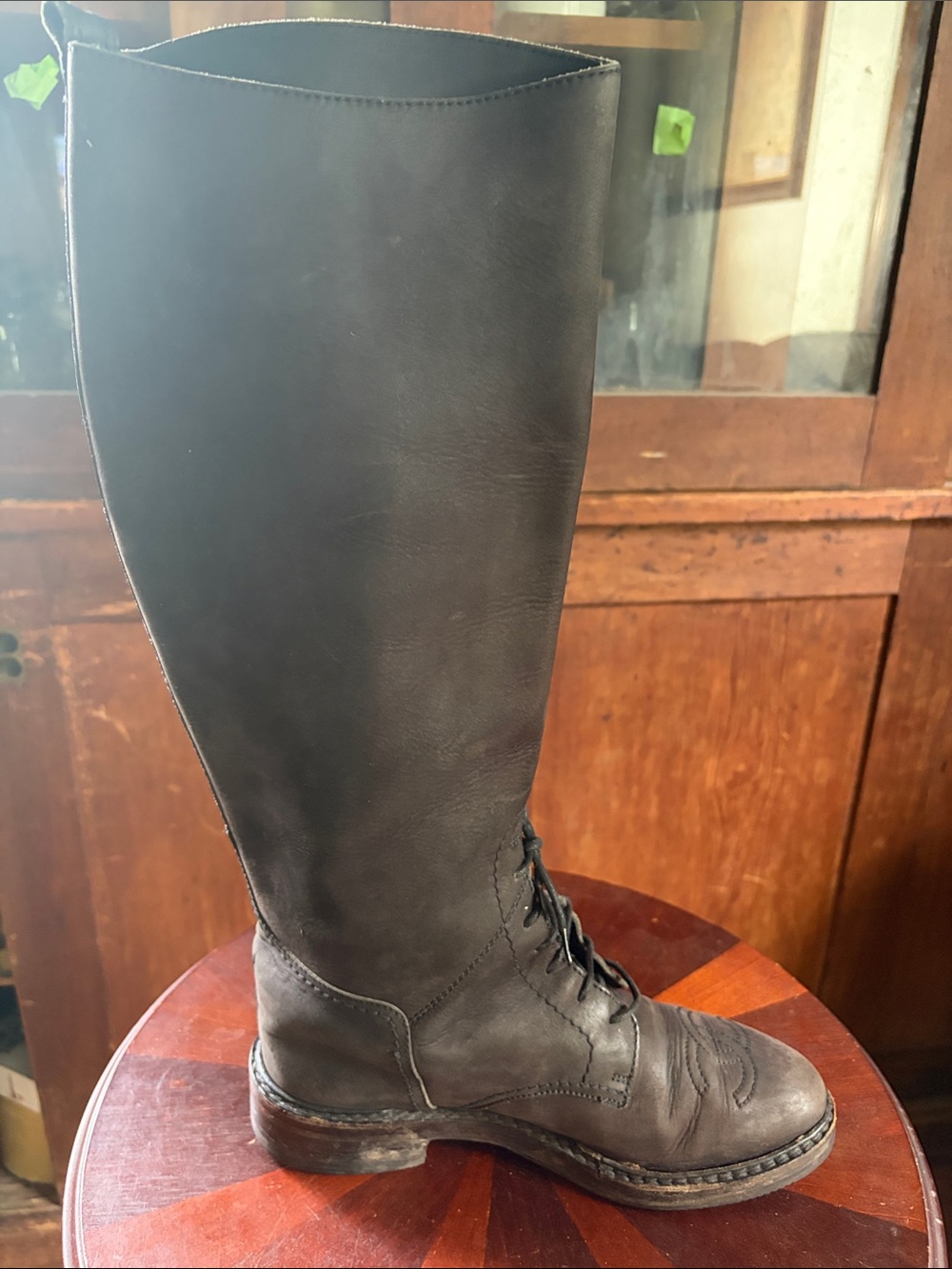 CHANEL VINTAGE ANKLE LACE LEATHER TALL BROWN BOOTS PRE-LOVED COND. SIZE 38 (7.5) - Picture 7 of 10